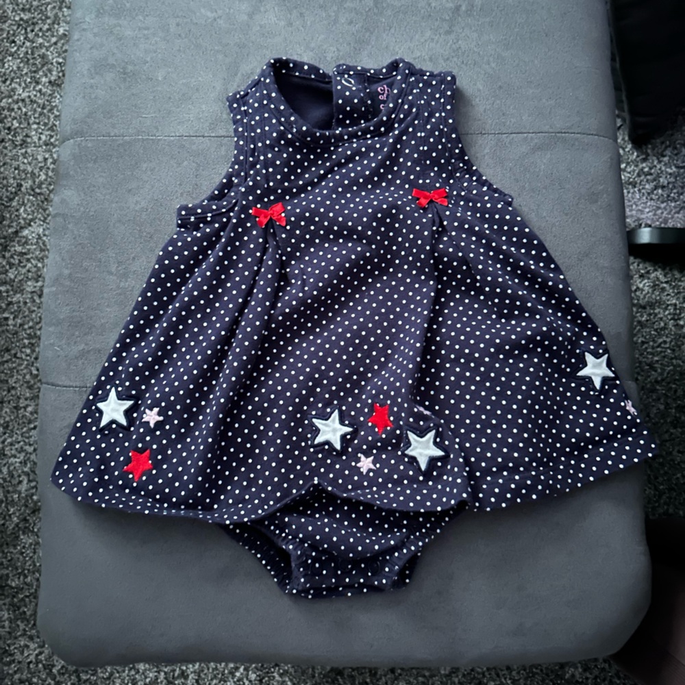 Polka Dot Baby dress with red and white stars